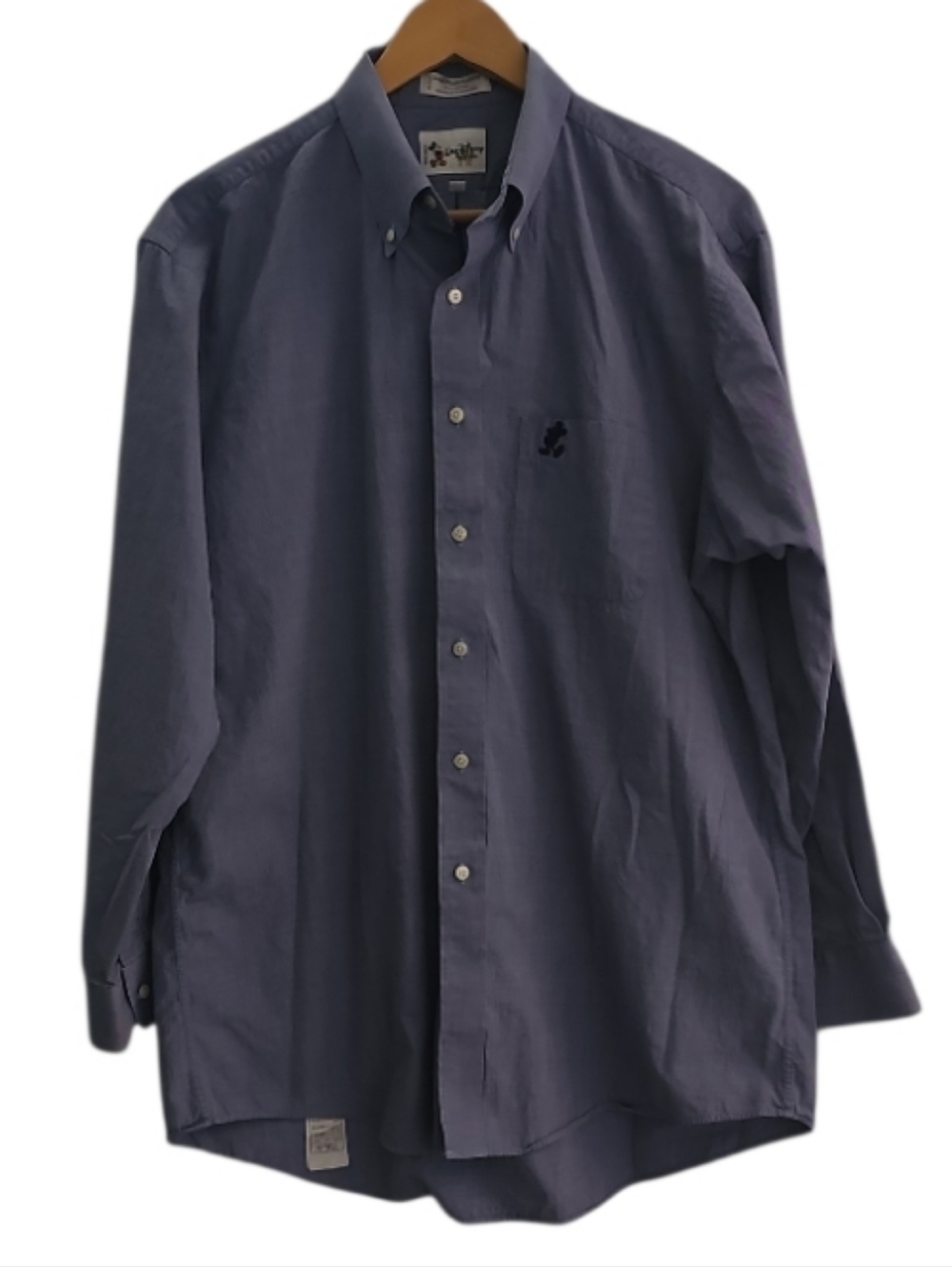 Disney World Vintage Button Down Shirt Men’s L Blue Mickey Minimalist Vacation